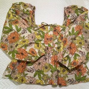 J. Crew Floral Babydoll Blouse